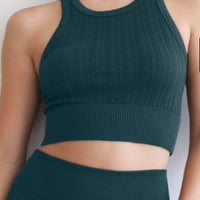 Cable Knit Highneck Crop