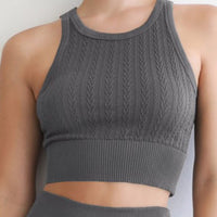 Cable Knit Highneck Crop