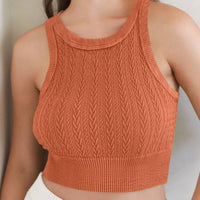 Cable Knit Highneck Crop