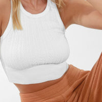 Cable Knit Highneck Crop