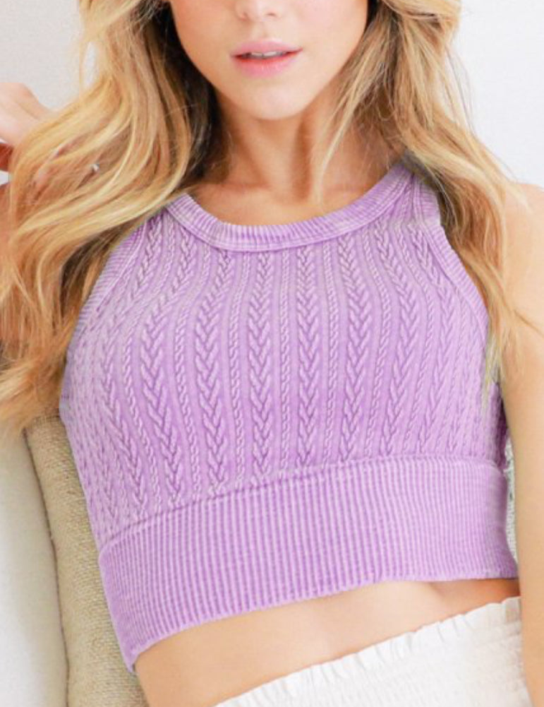 Cable Knit Highneck Crop