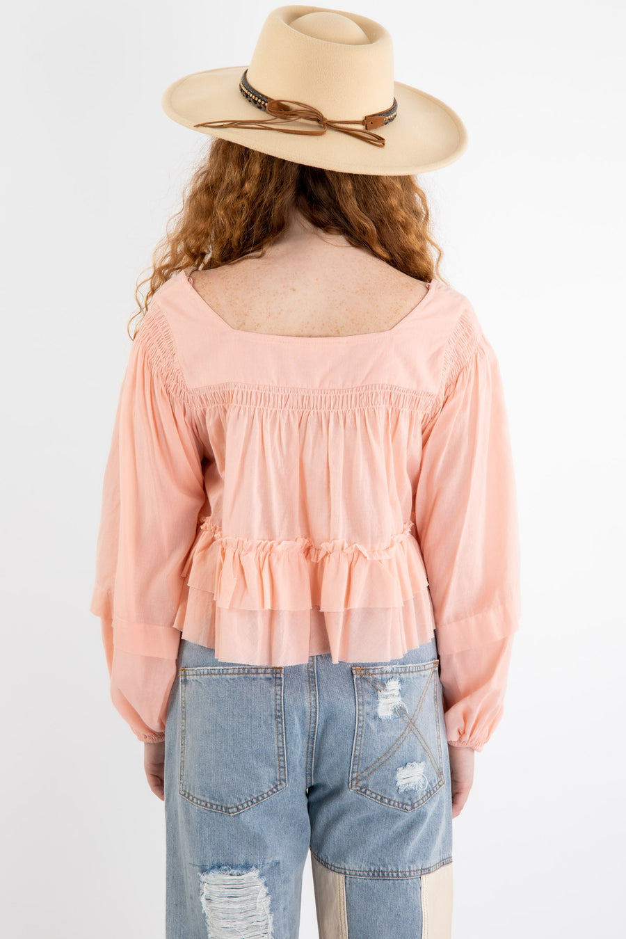 Apricot Ruffle Blouse