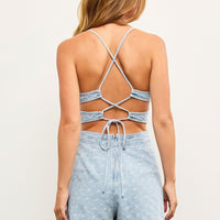 Cross-Tie Denim Romper