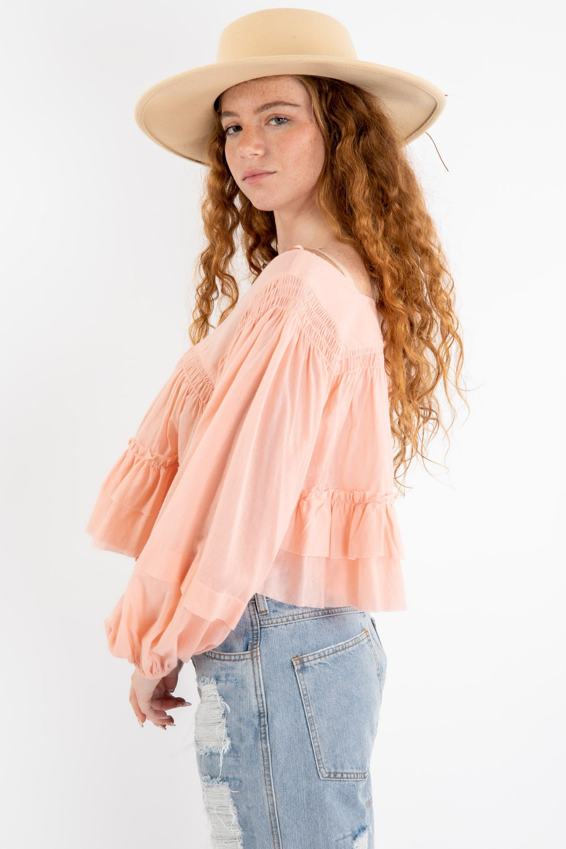 Apricot Ruffle Blouse