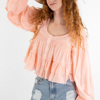 Apricot Ruffle Blouse