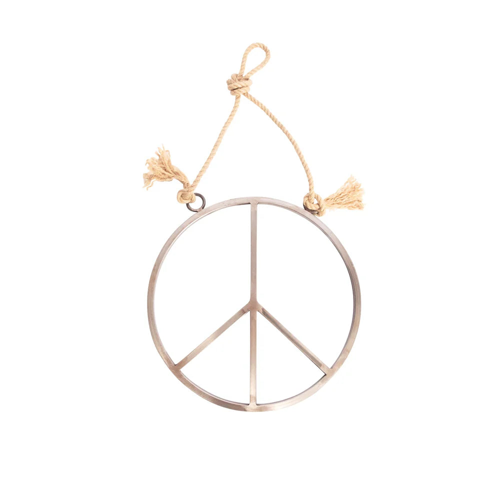 Metal & Jute Peace Sign