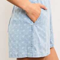 Cross-Tie Denim Romper